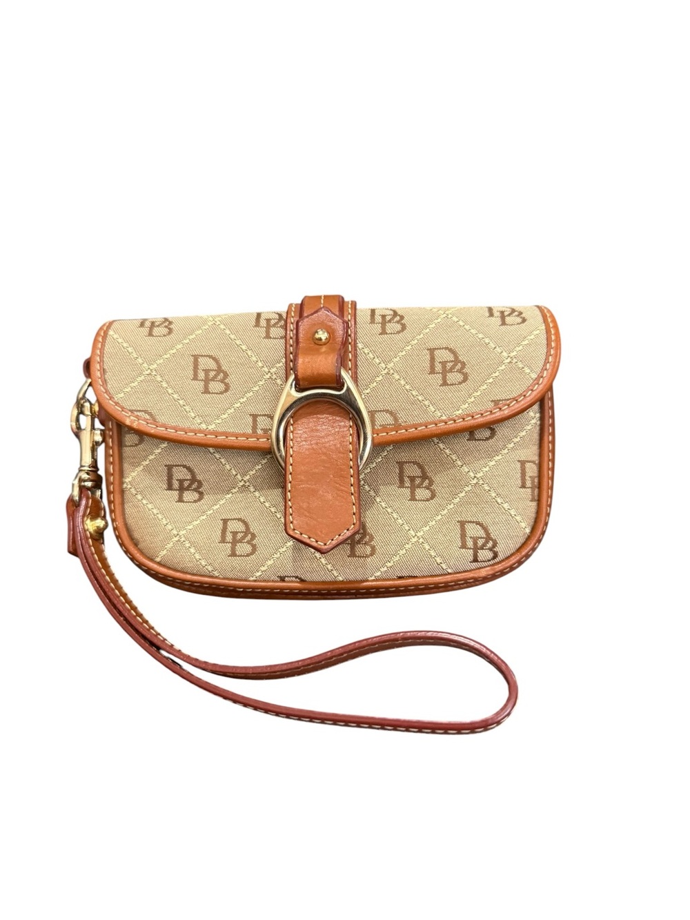 Dooney & Bourke Beige and Brown Monogram Wristlet